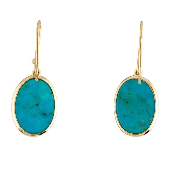 IPPOLITA 18K YELLOW GOLD TURQUOISE DROP EARRINGS - Picture 2 of 5